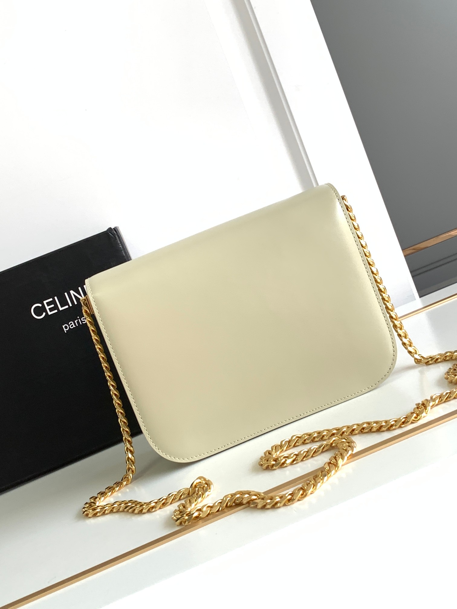 Ce**e medium college bag in shiny calfskin