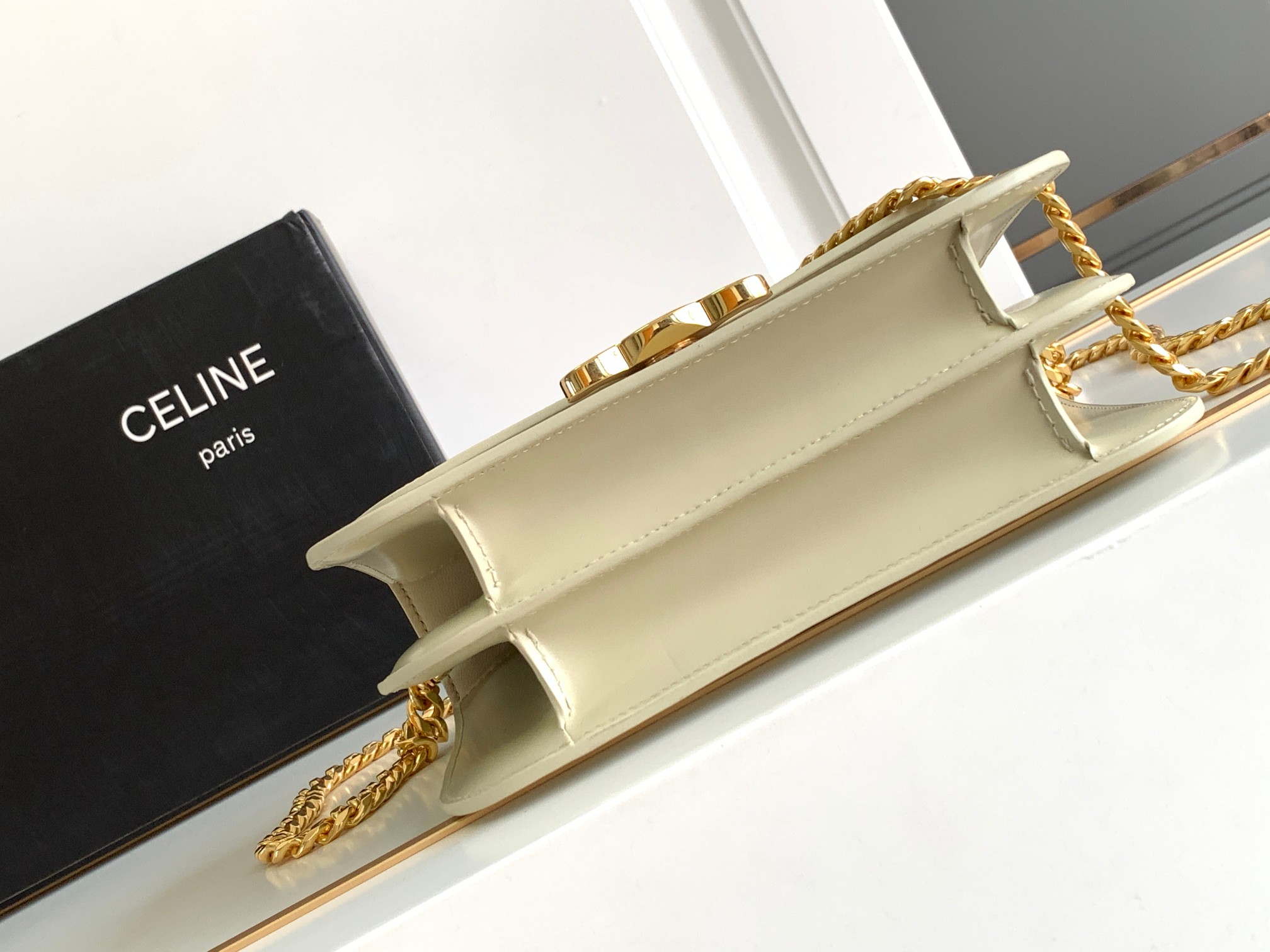 Ce**e medium college bag in shiny calfskin