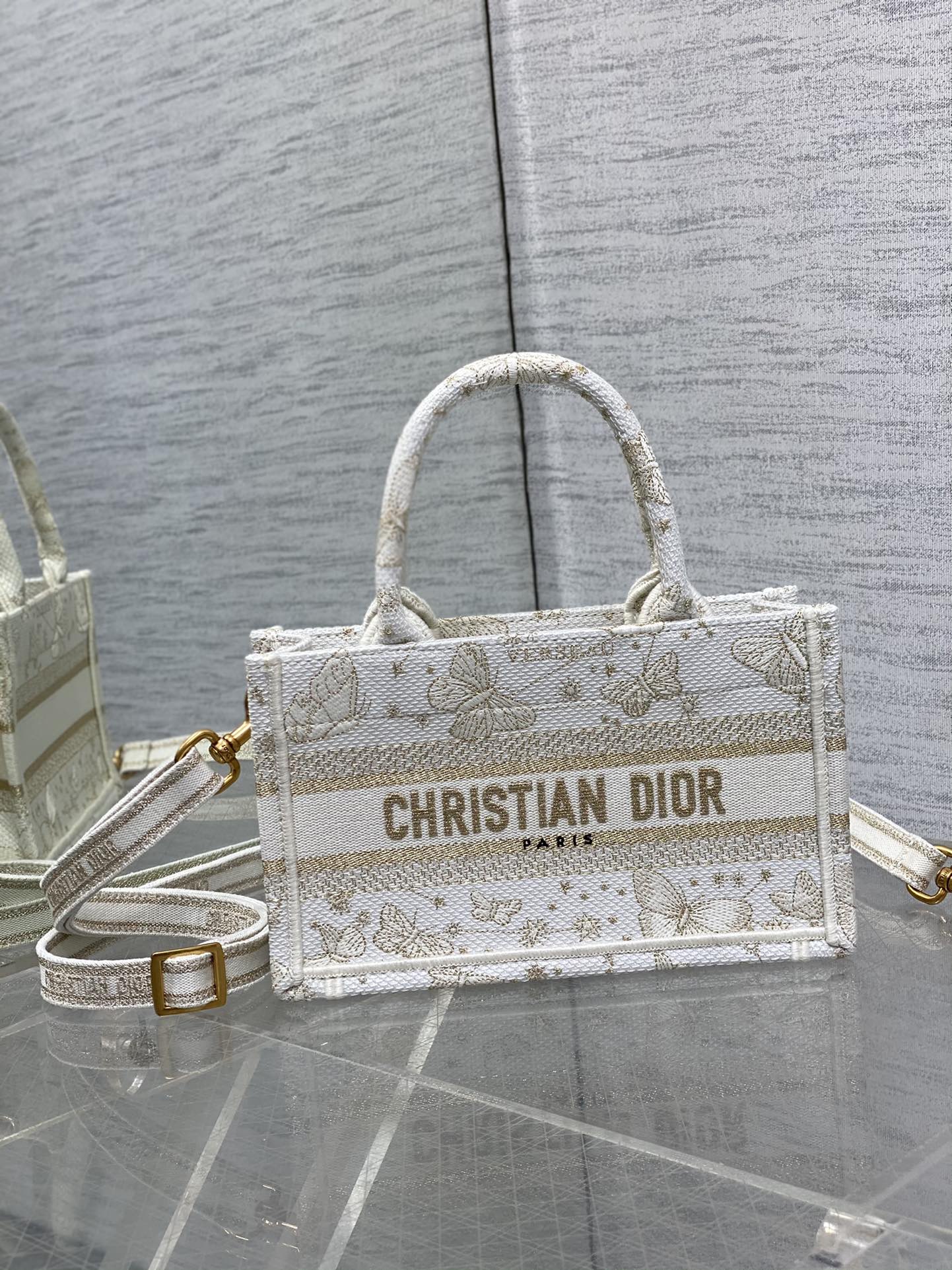 mini D*or book tote with strap