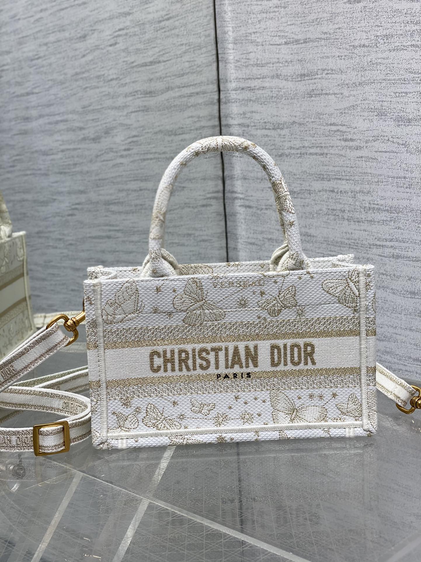 mini D*or book tote with strap