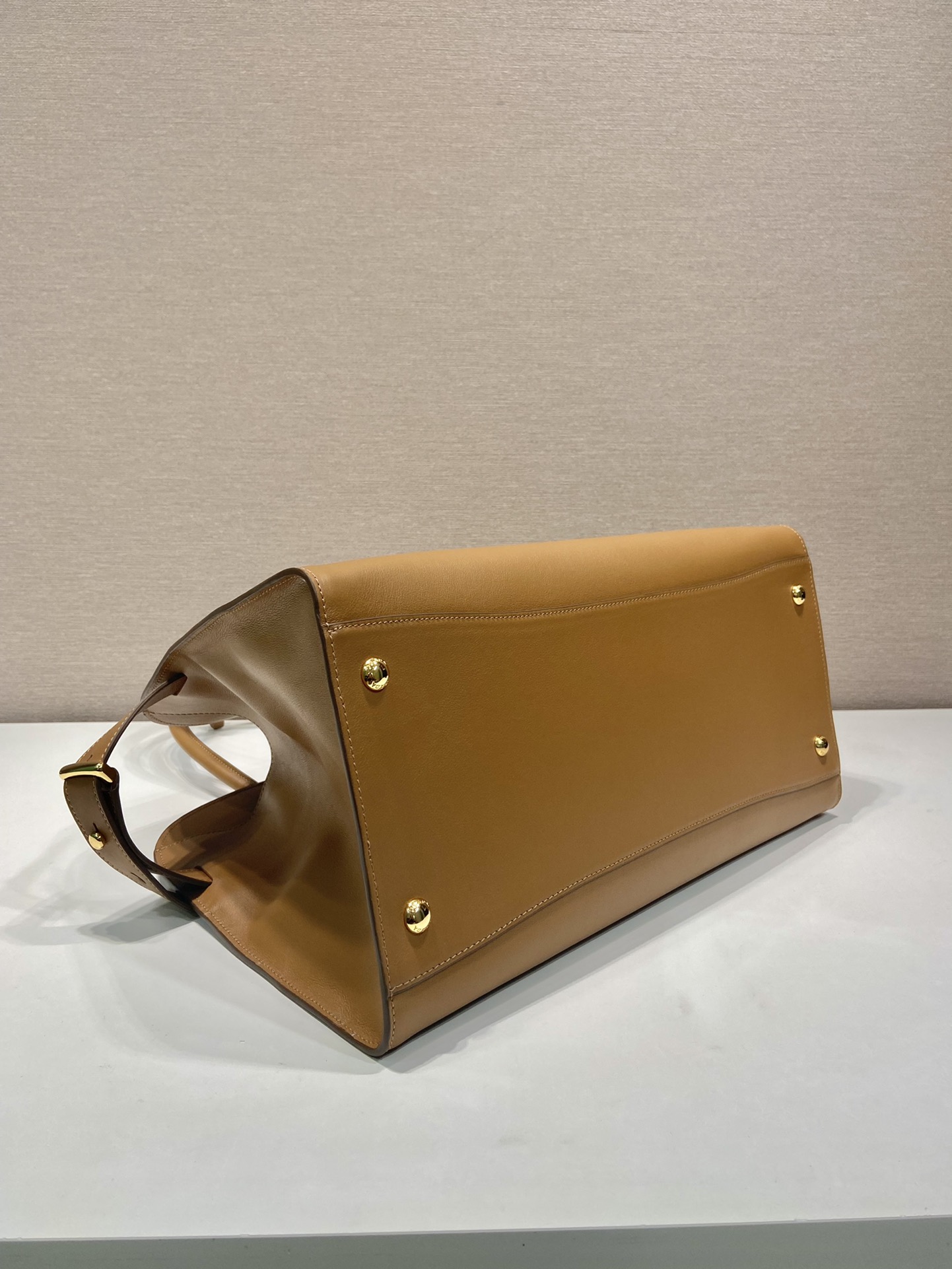 Pra*a large leather tote bag with buckles