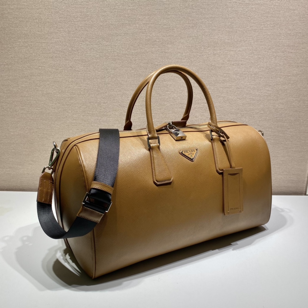 Pra*a saffiano leather travel bag