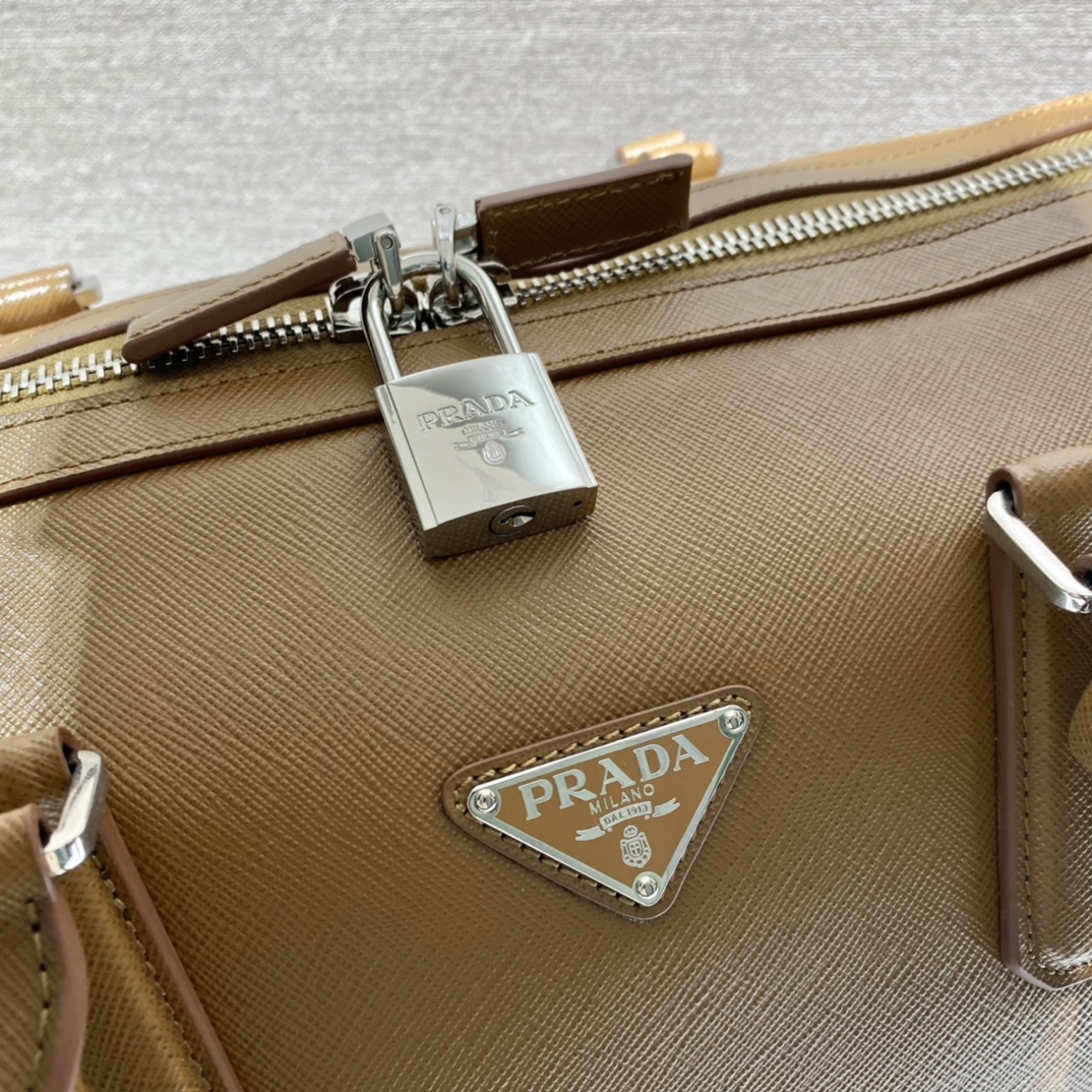 Pra*a saffiano leather travel bag