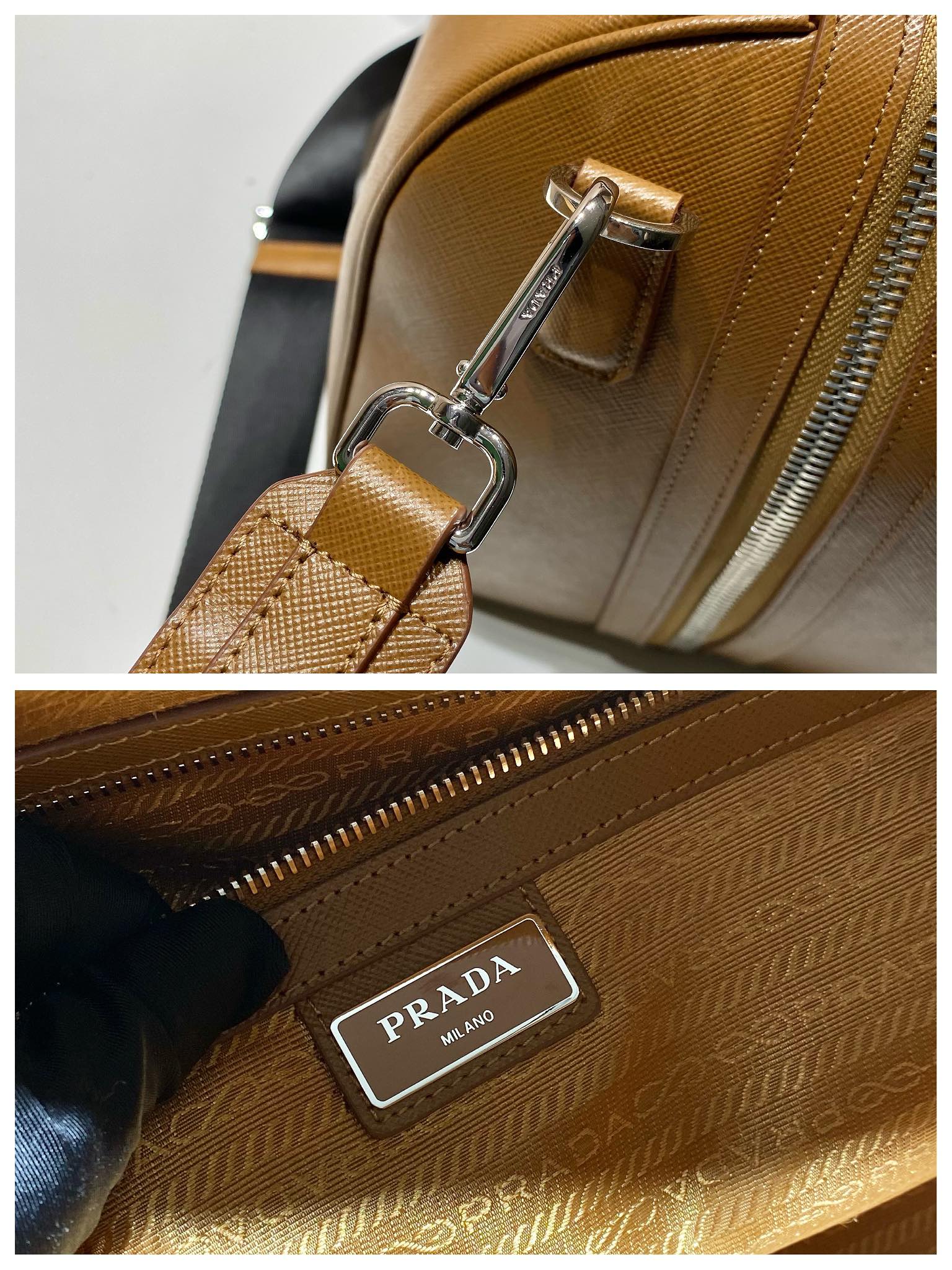 Pra*a saffiano leather travel bag