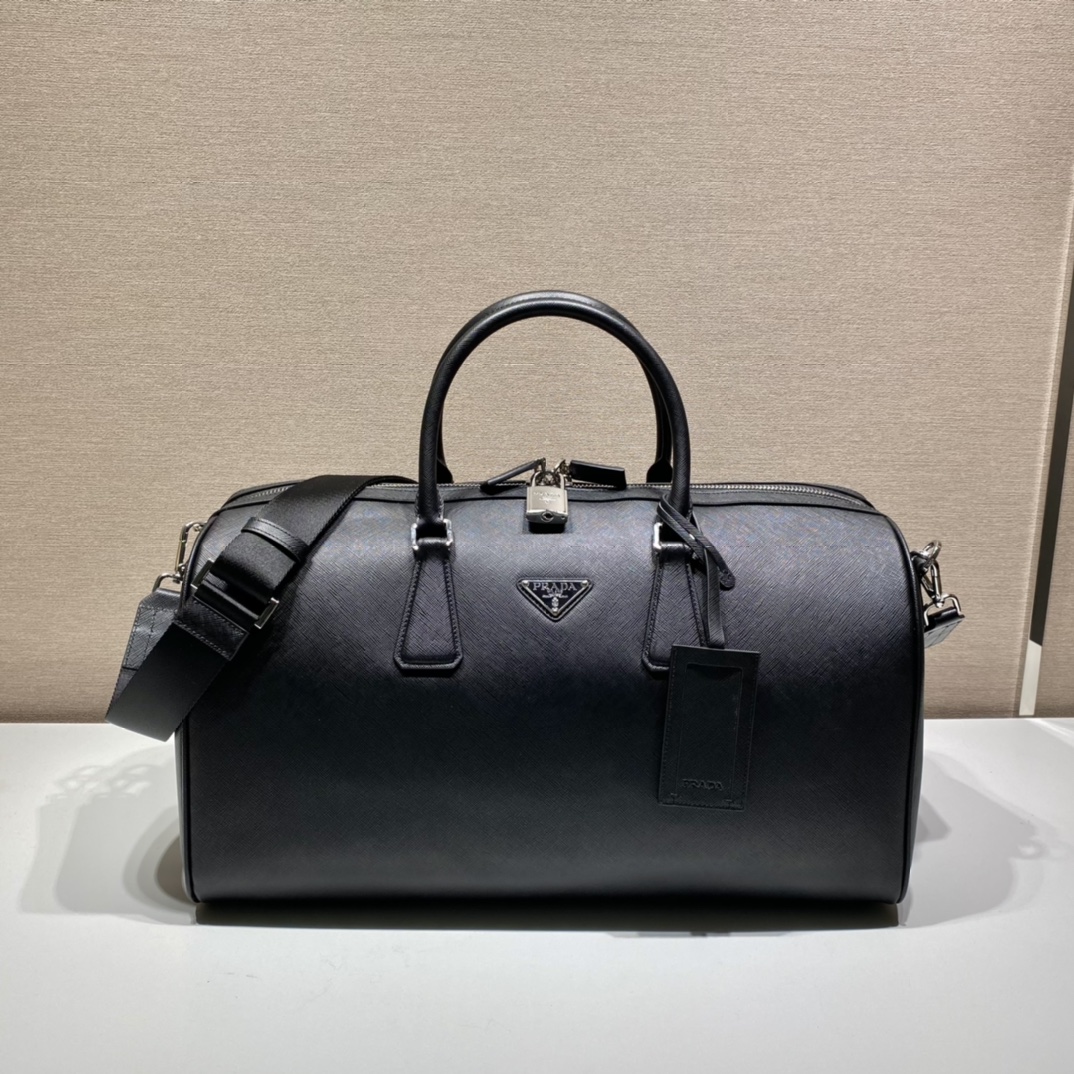 Pra*a saffiano leather travel bag