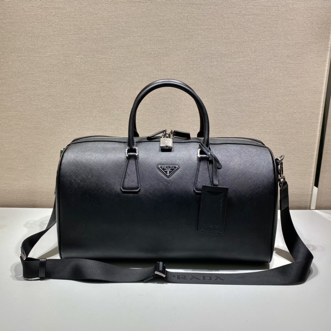 Pra*a saffiano leather travel bag