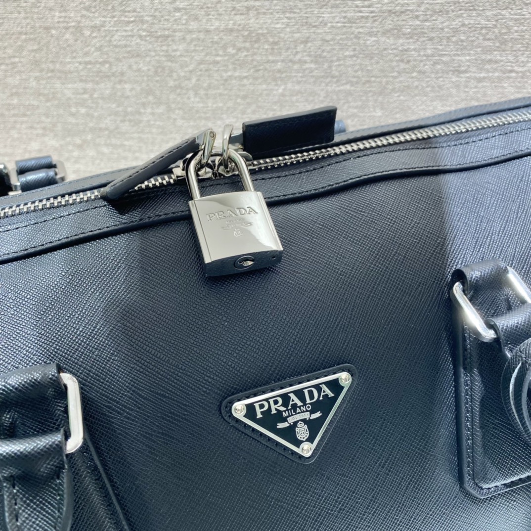 Pra*a saffiano leather travel bag