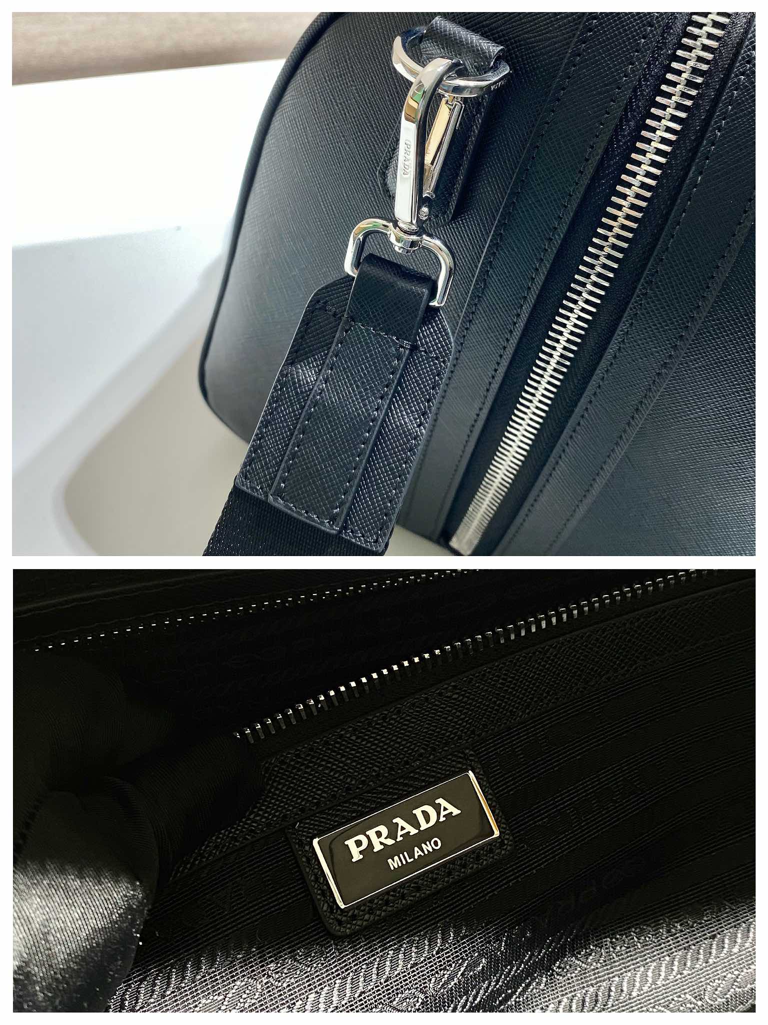 Pra*a saffiano leather travel bag