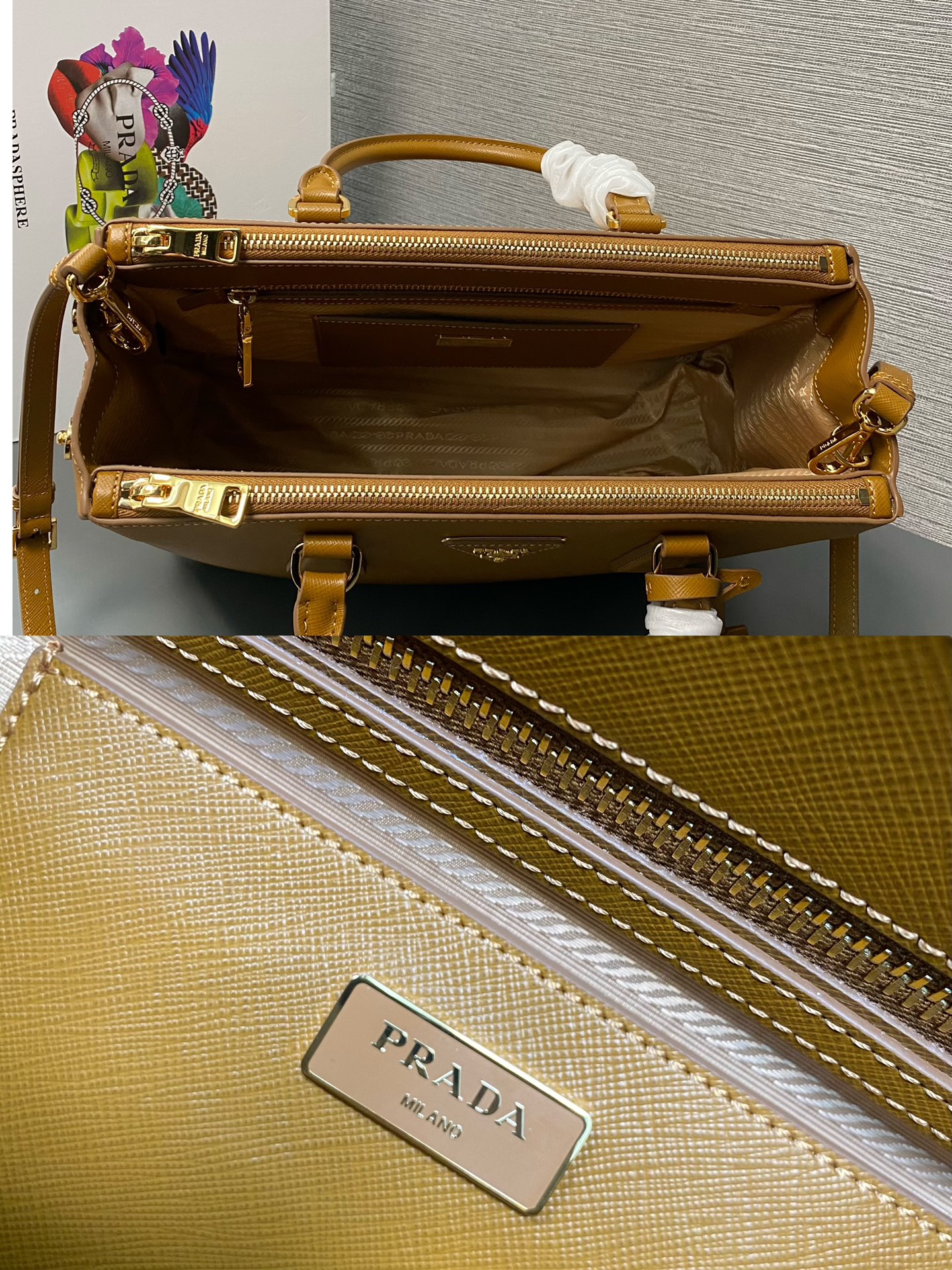 large Pra*a galleria saffiano leather bag