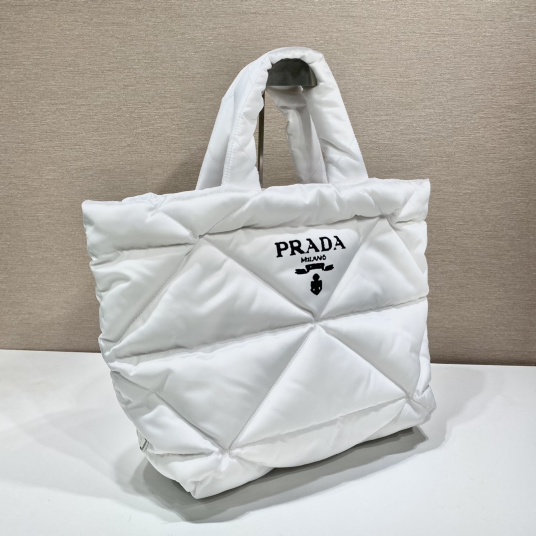 Pra*a black padded nappa tote bag