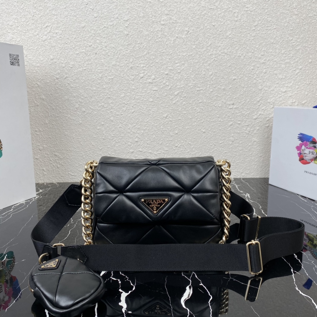 Pra*a system nappa patchwork shoulder bag