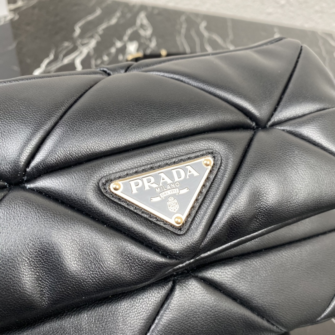 Pra*a system nappa patchwork shoulder bag