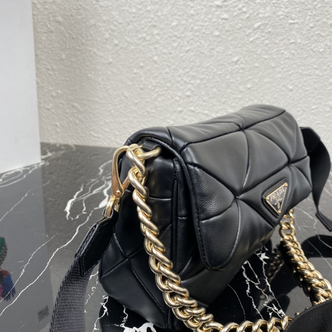 Pra*a system nappa patchwork shoulder bag