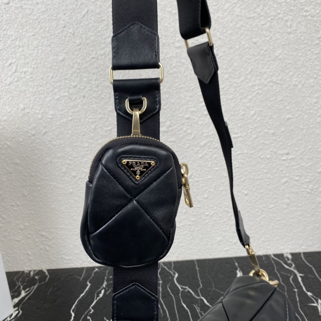 Pra*a system nappa patchwork shoulder bag