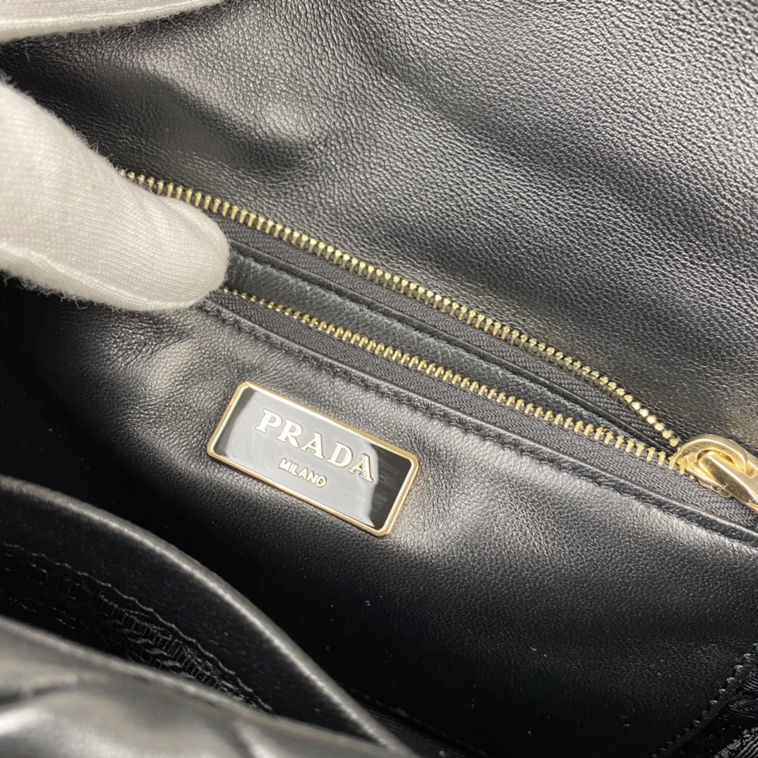 Pra*a system nappa patchwork shoulder bag