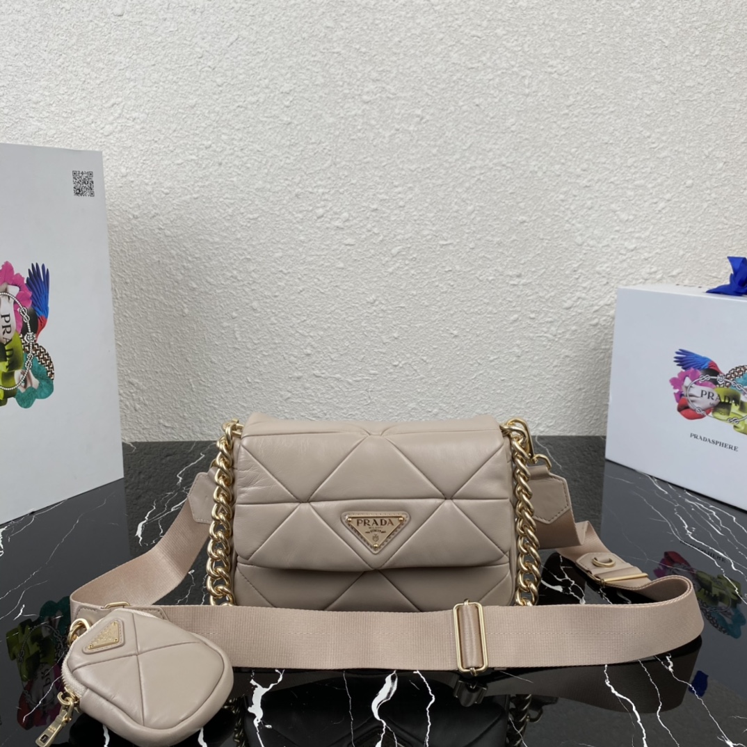 Pra*a system nappa patchwork shoulder bag