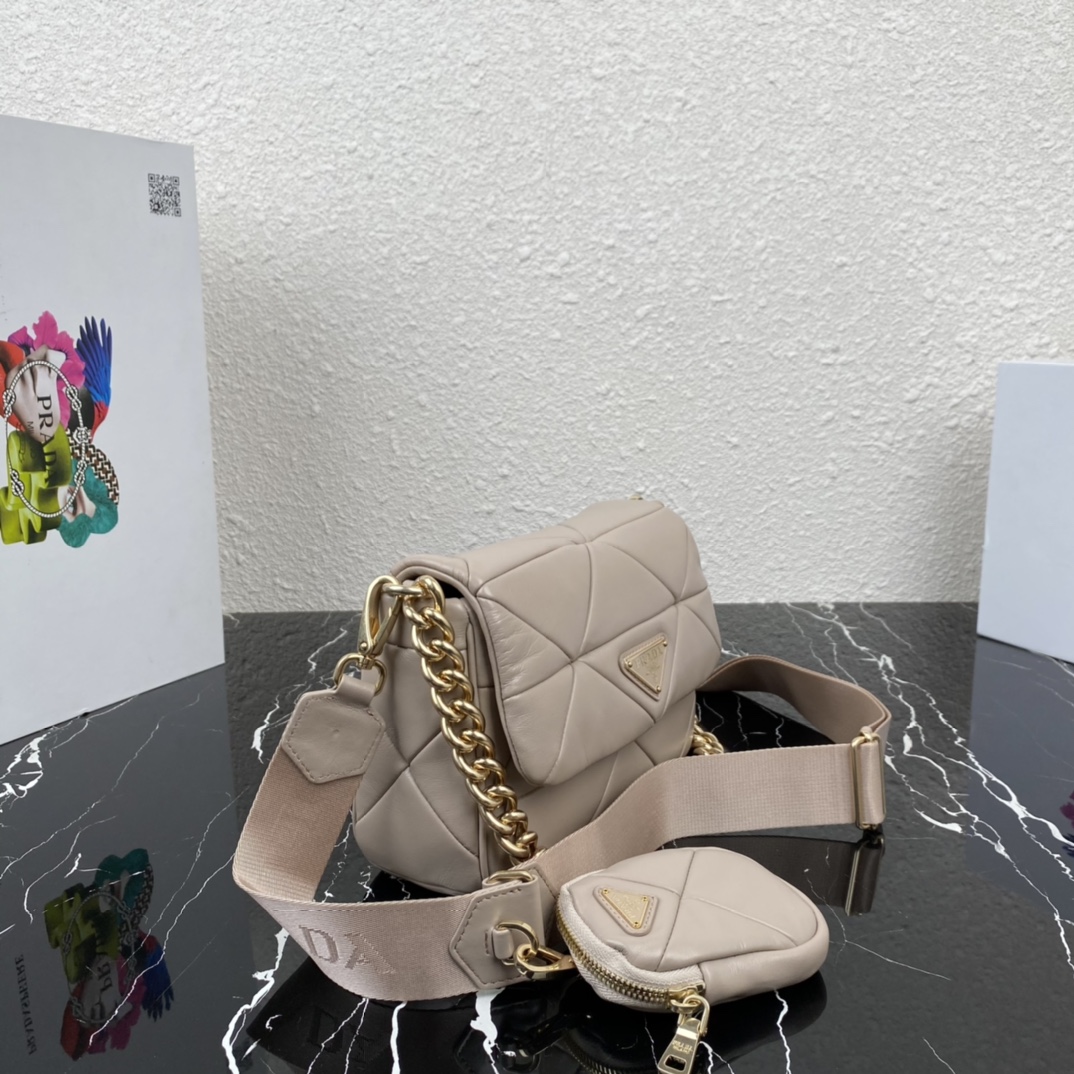 Pra*a system nappa patchwork shoulder bag