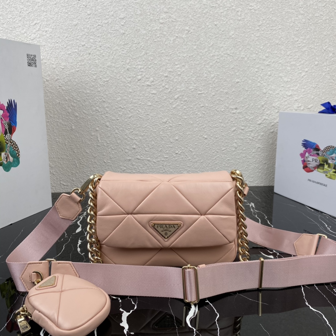 Pra*a system nappa patchwork shoulder bag