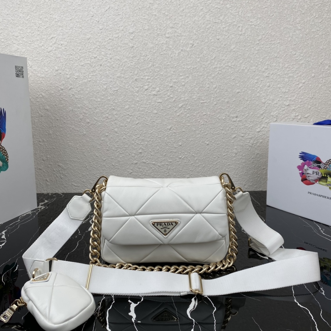 Pra*a system nappa patchwork shoulder bag