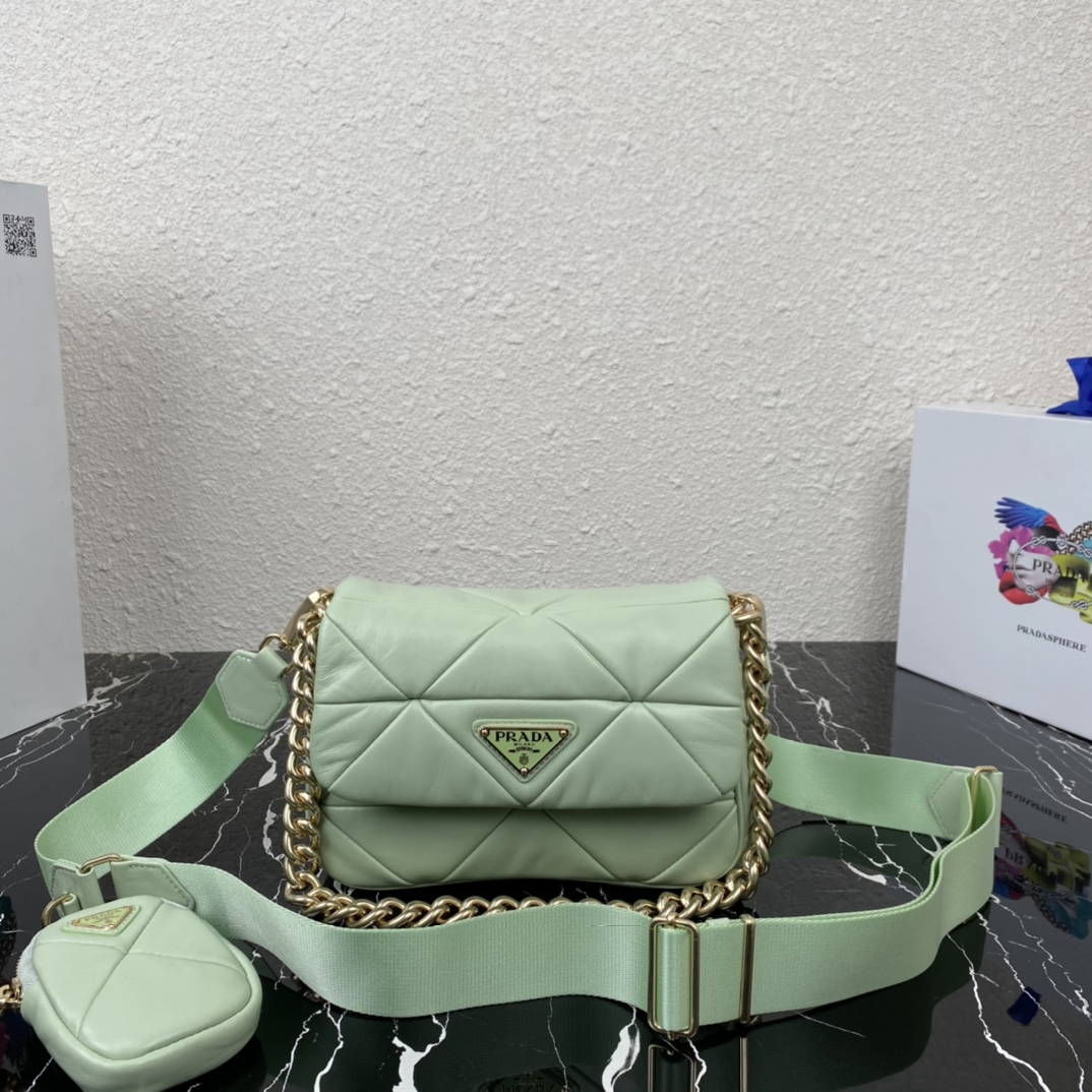 Pra*a system nappa patchwork shoulder bag