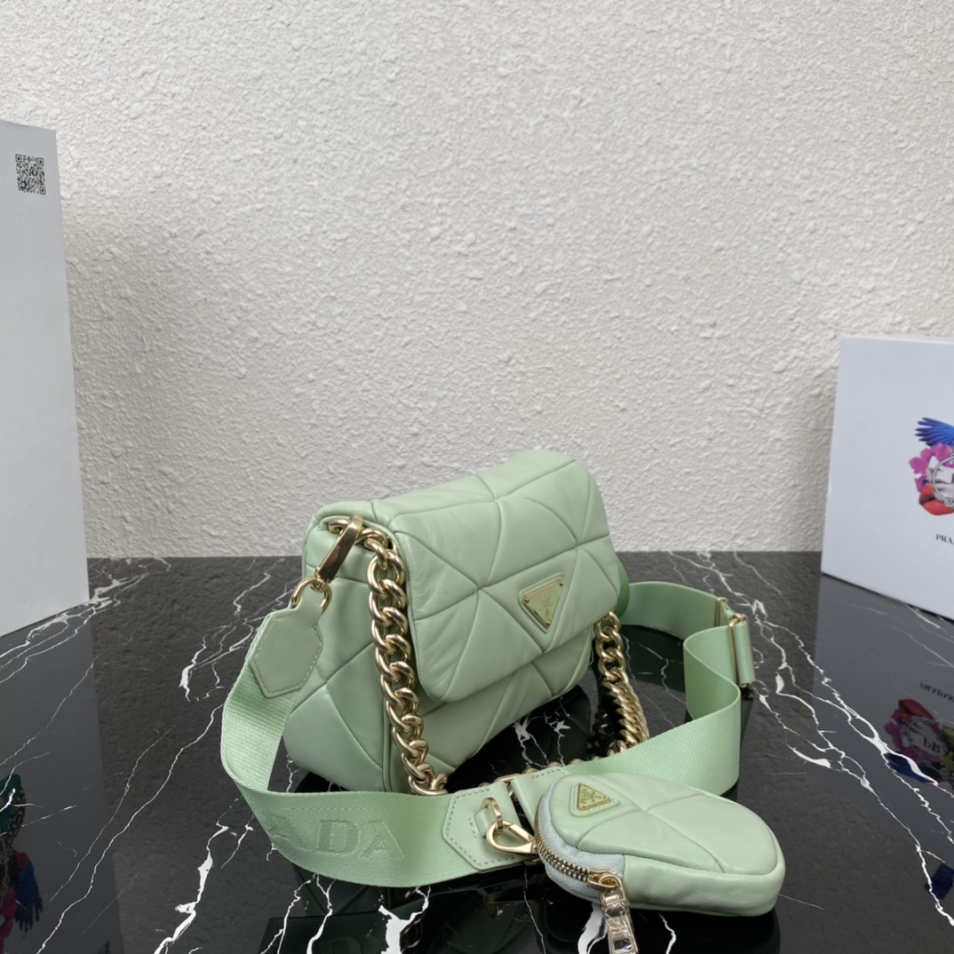 Pra*a system nappa patchwork shoulder bag