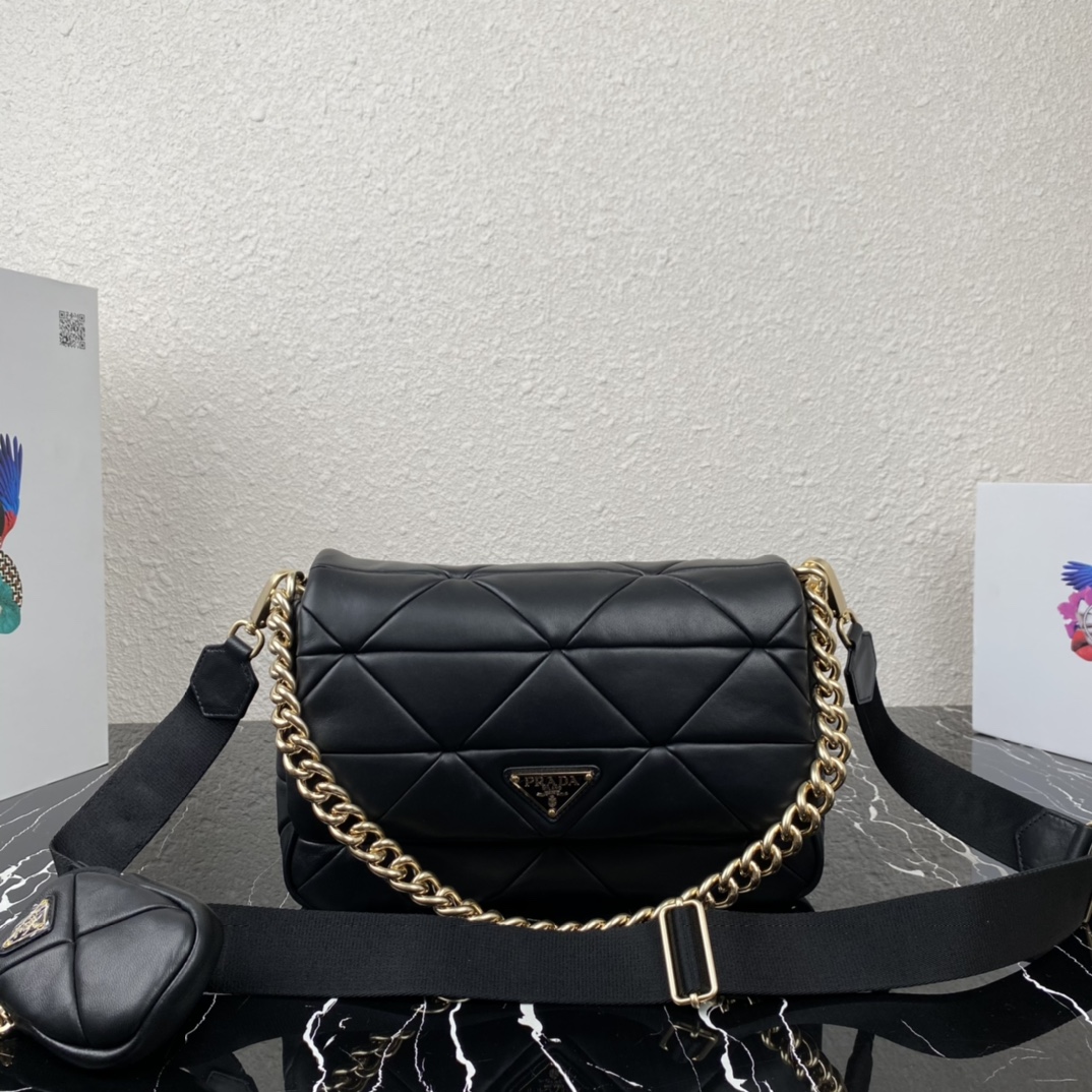 Pra*a system nappa patchwork bag