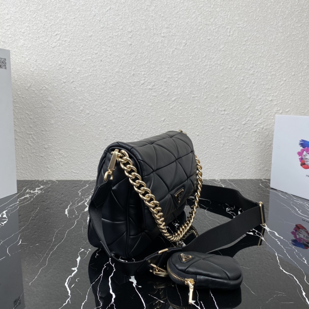 Pra*a system nappa patchwork bag