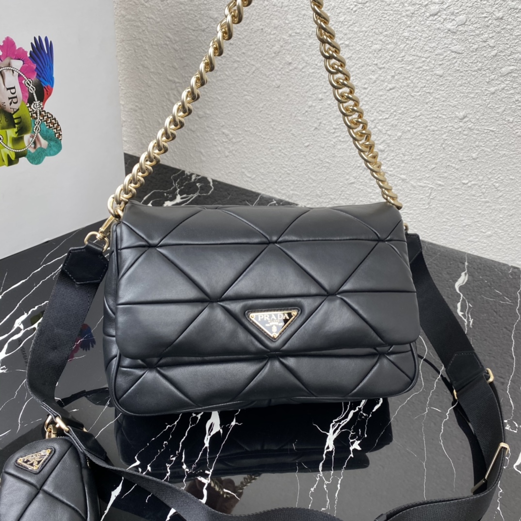 Pra*a system nappa patchwork bag