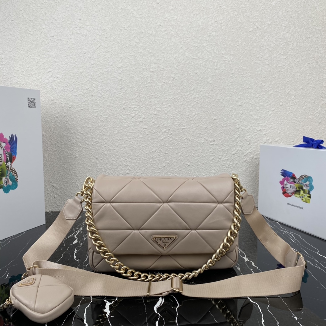 Pra*a system nappa patchwork bag