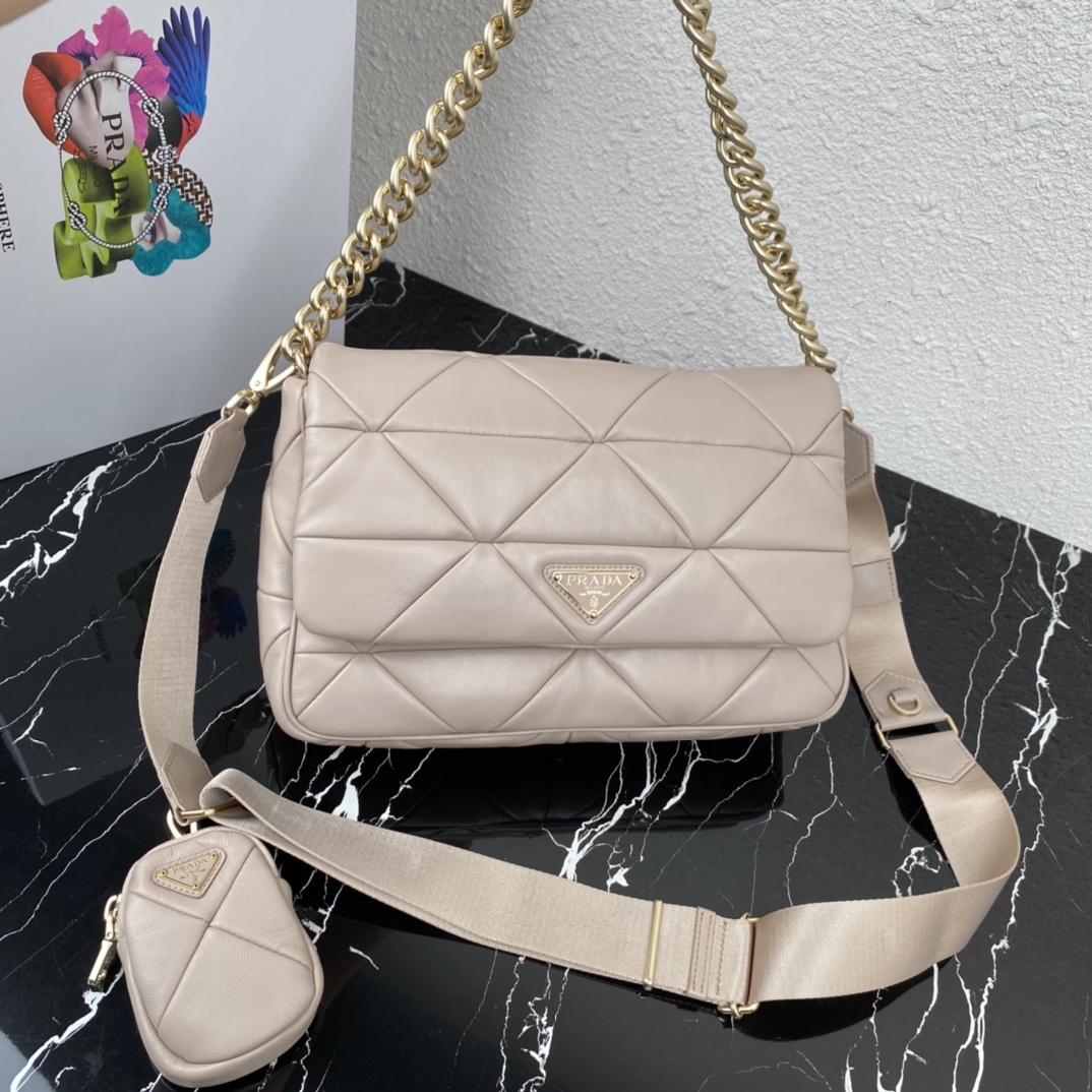 Pra*a system nappa patchwork bag