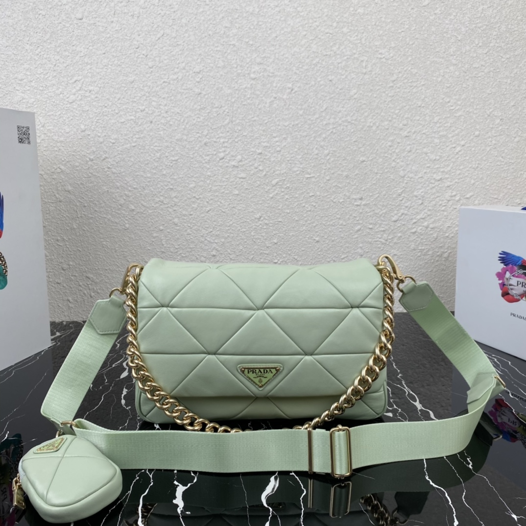 Pra*a system nappa patchwork bag