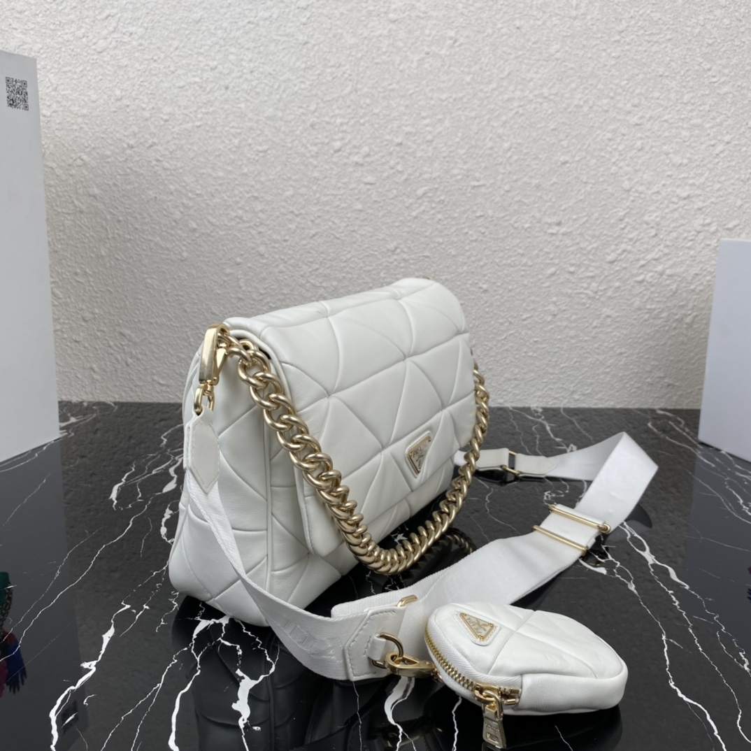 Pra*a system nappa patchwork bag
