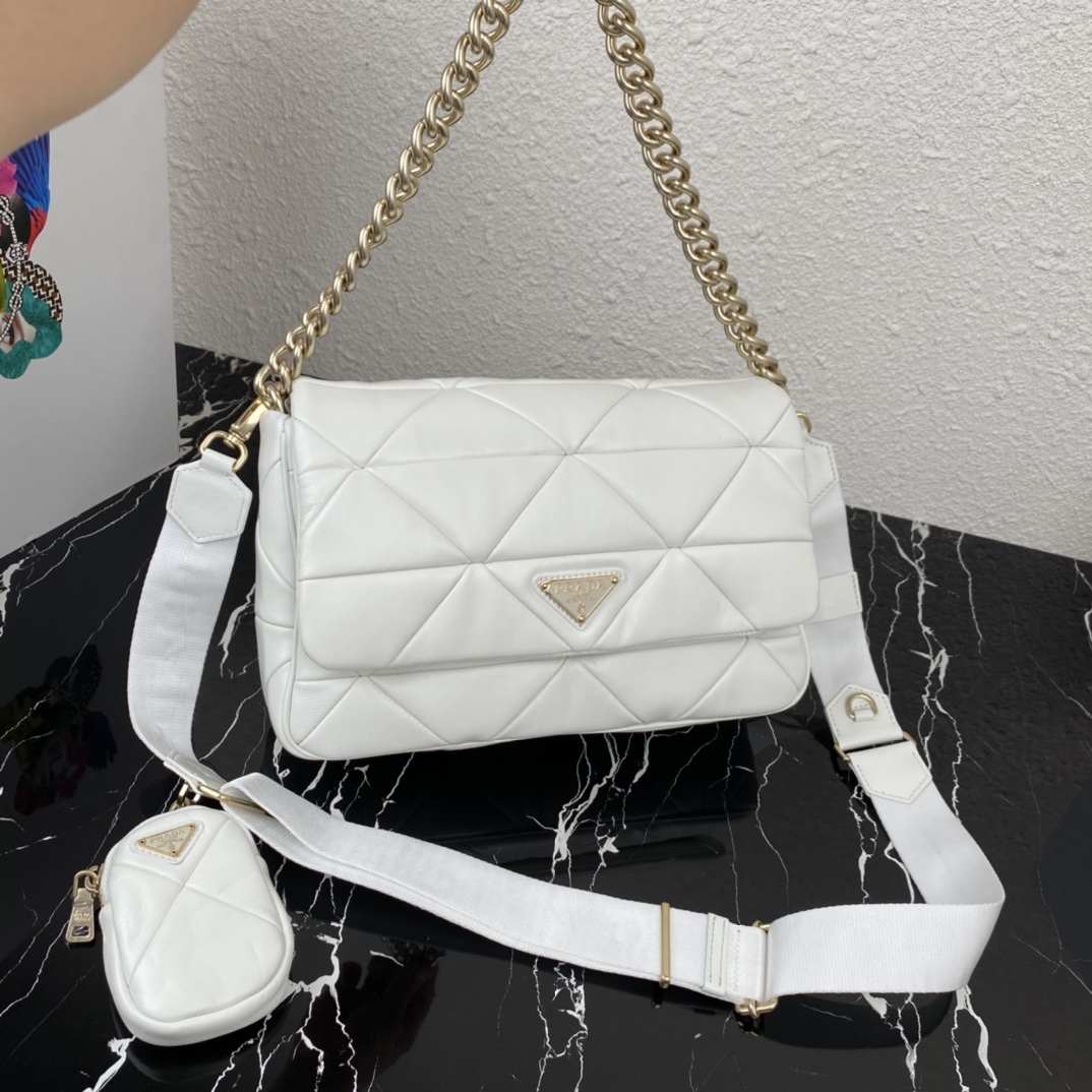 Pra*a system nappa patchwork bag