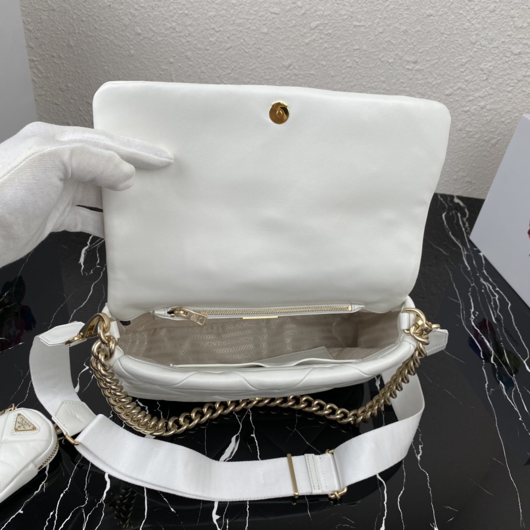 Pra*a system nappa patchwork bag