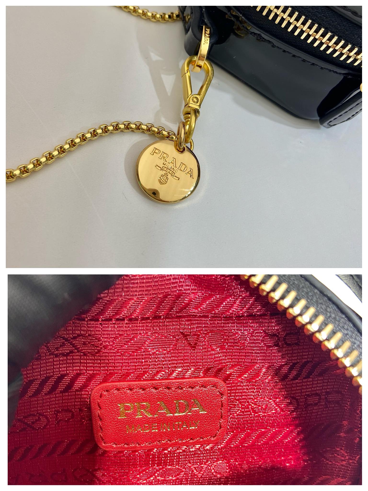 Pra*a patent leather mini-pouch