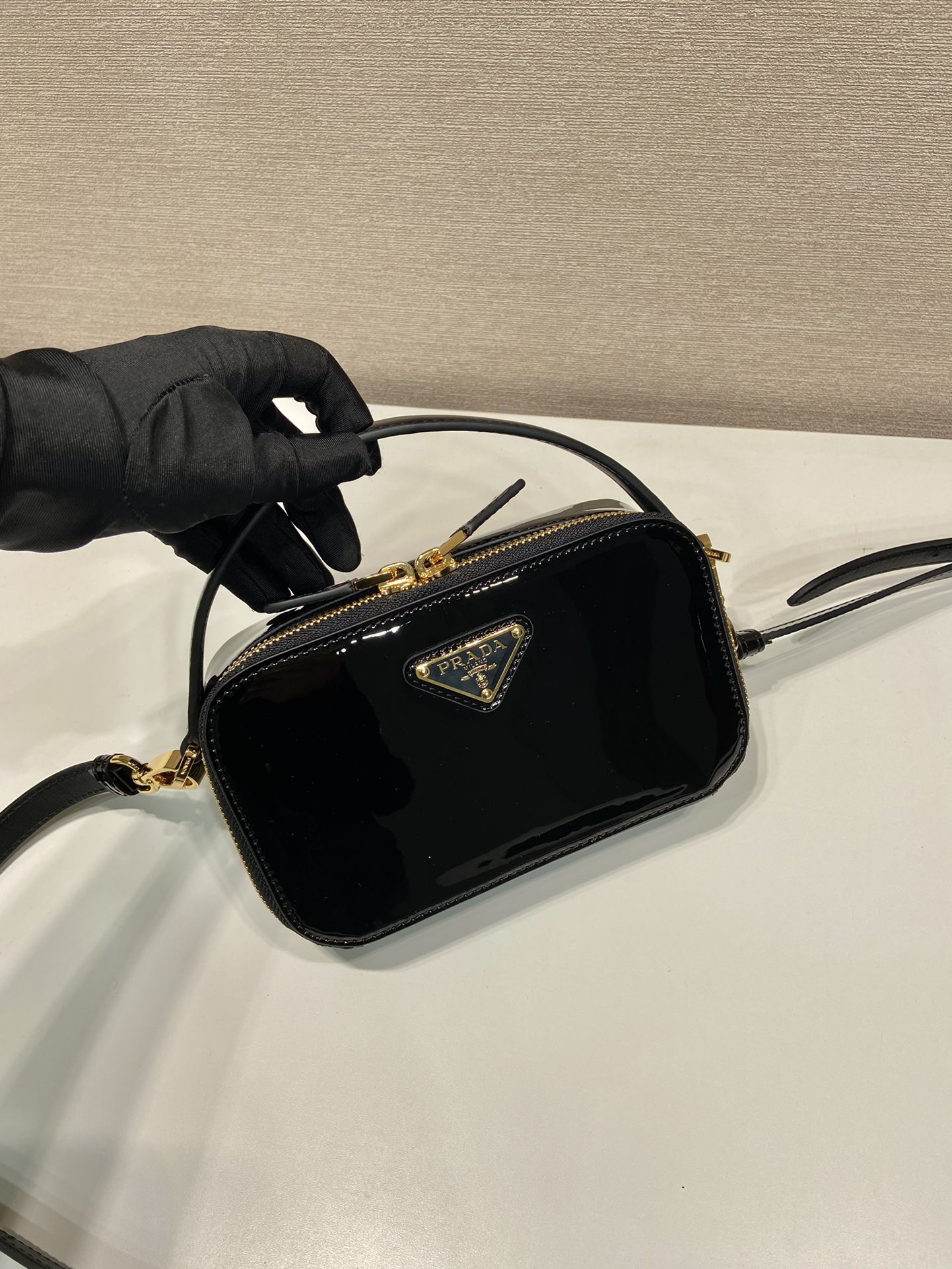 Pra*a odette patent leather mini-bag