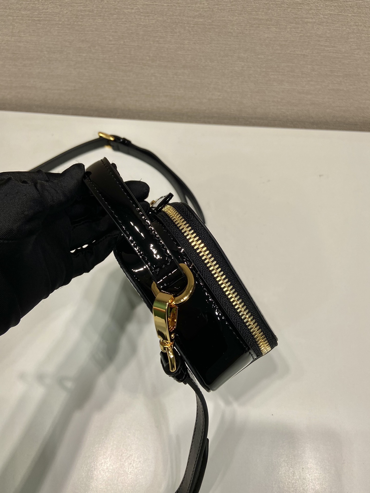 Pra*a odette patent leather mini-bag