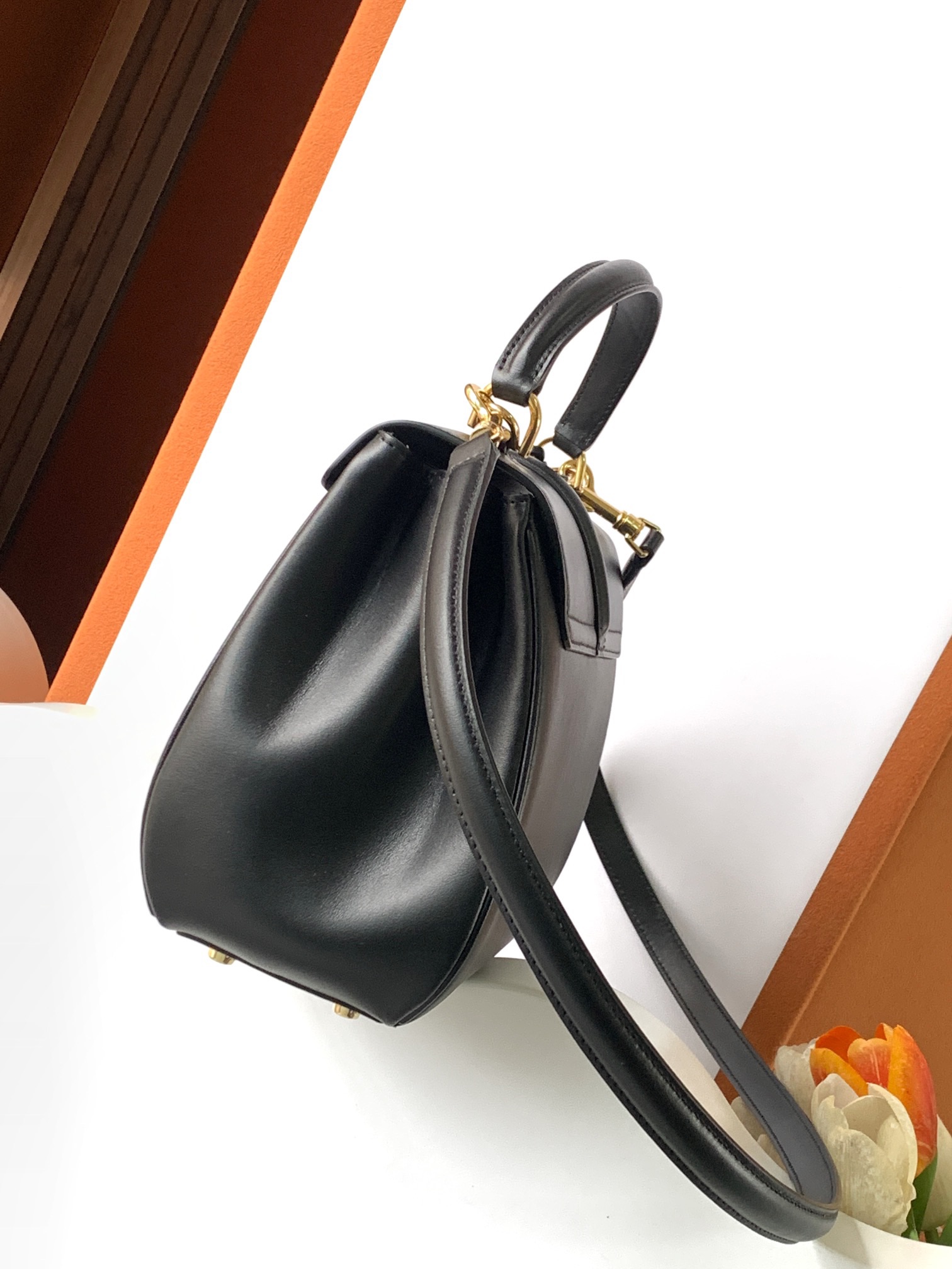 Ce**e small 16 bag in satinated calfskin black