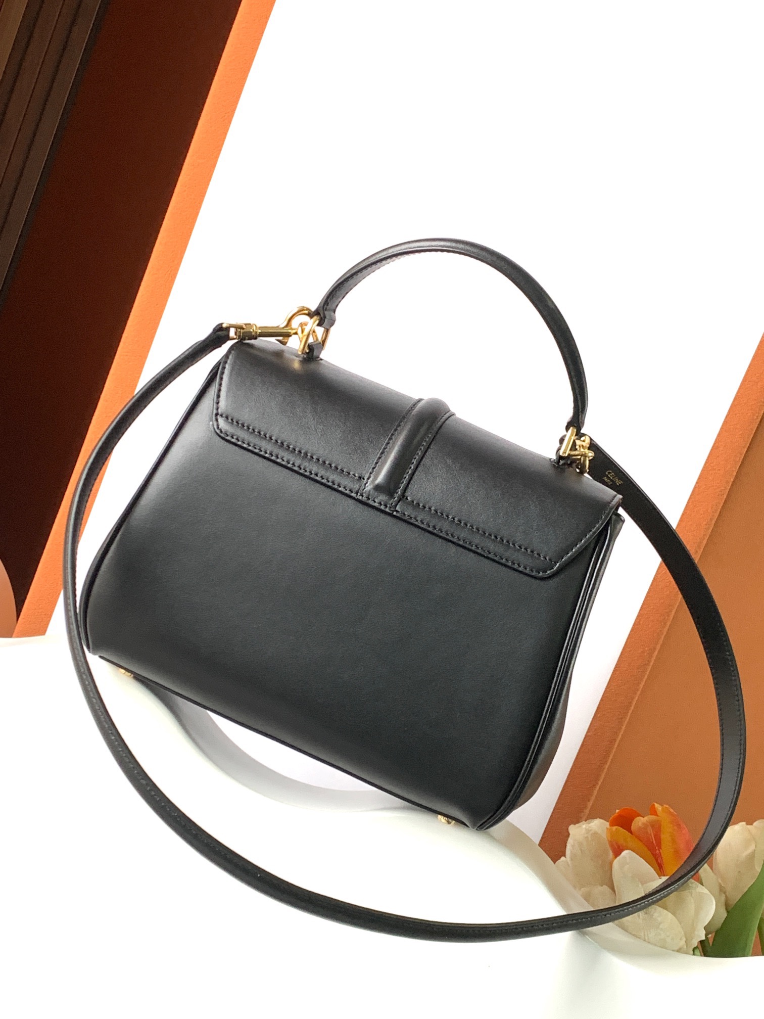 Ce**e small 16 bag in satinated calfskin black