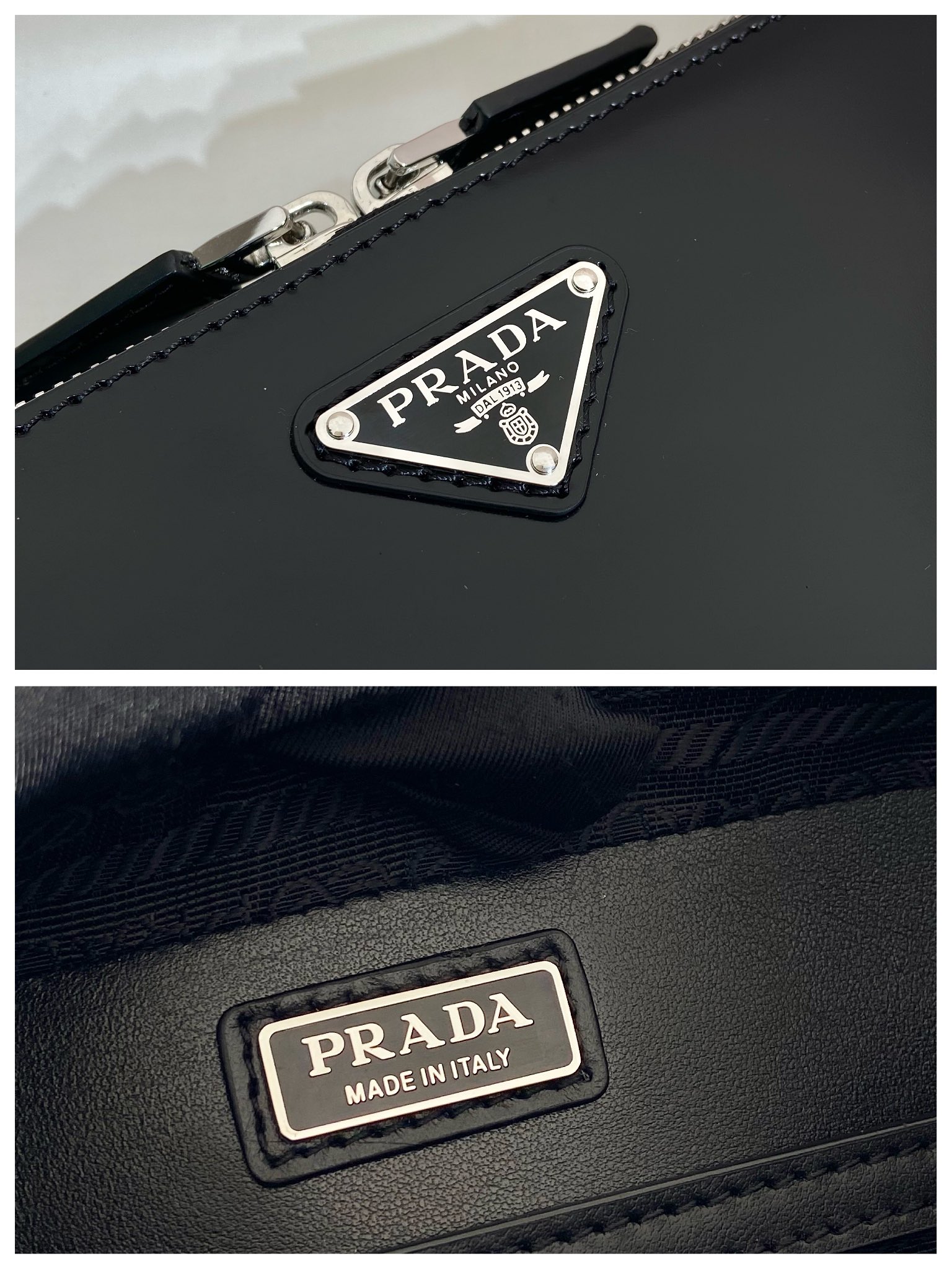 Pra*a brique saffiano leather bag