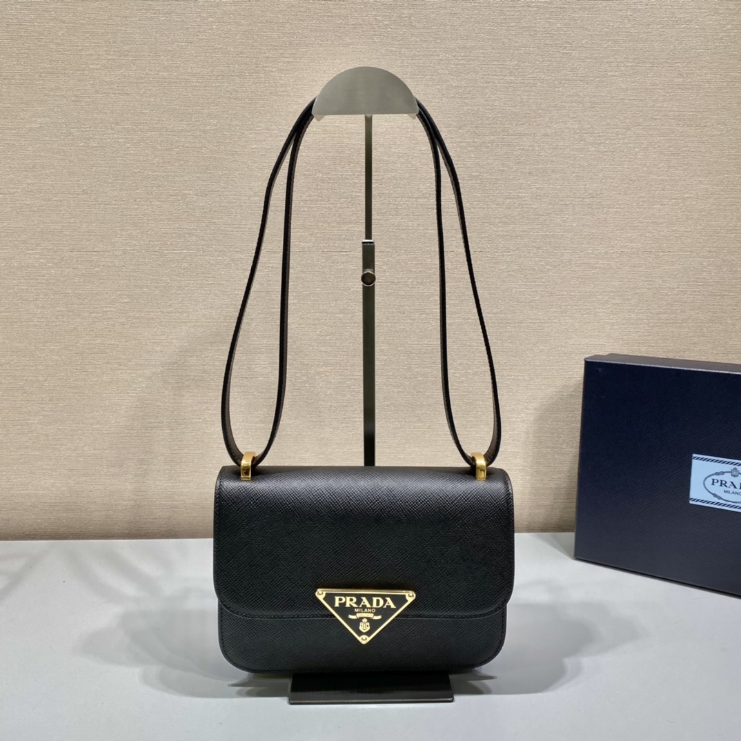 Pra*a saffiano leather shoulder bag