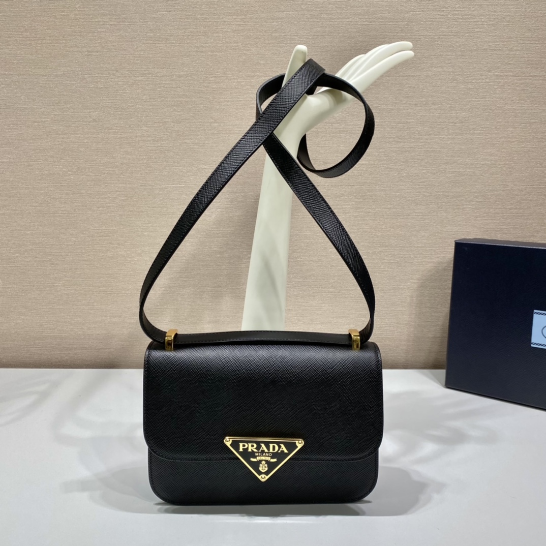 Pra*a saffiano leather shoulder bag