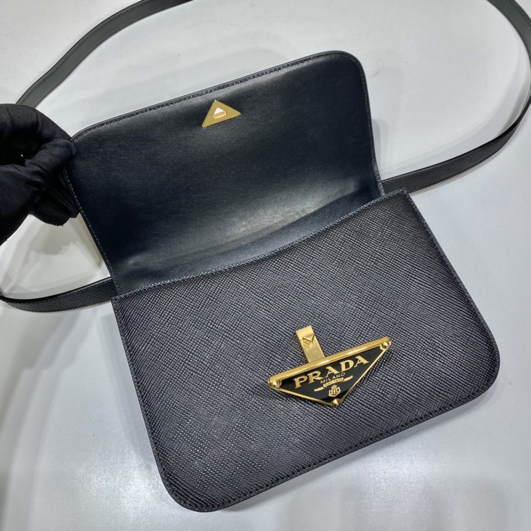 Pra*a saffiano leather shoulder bag