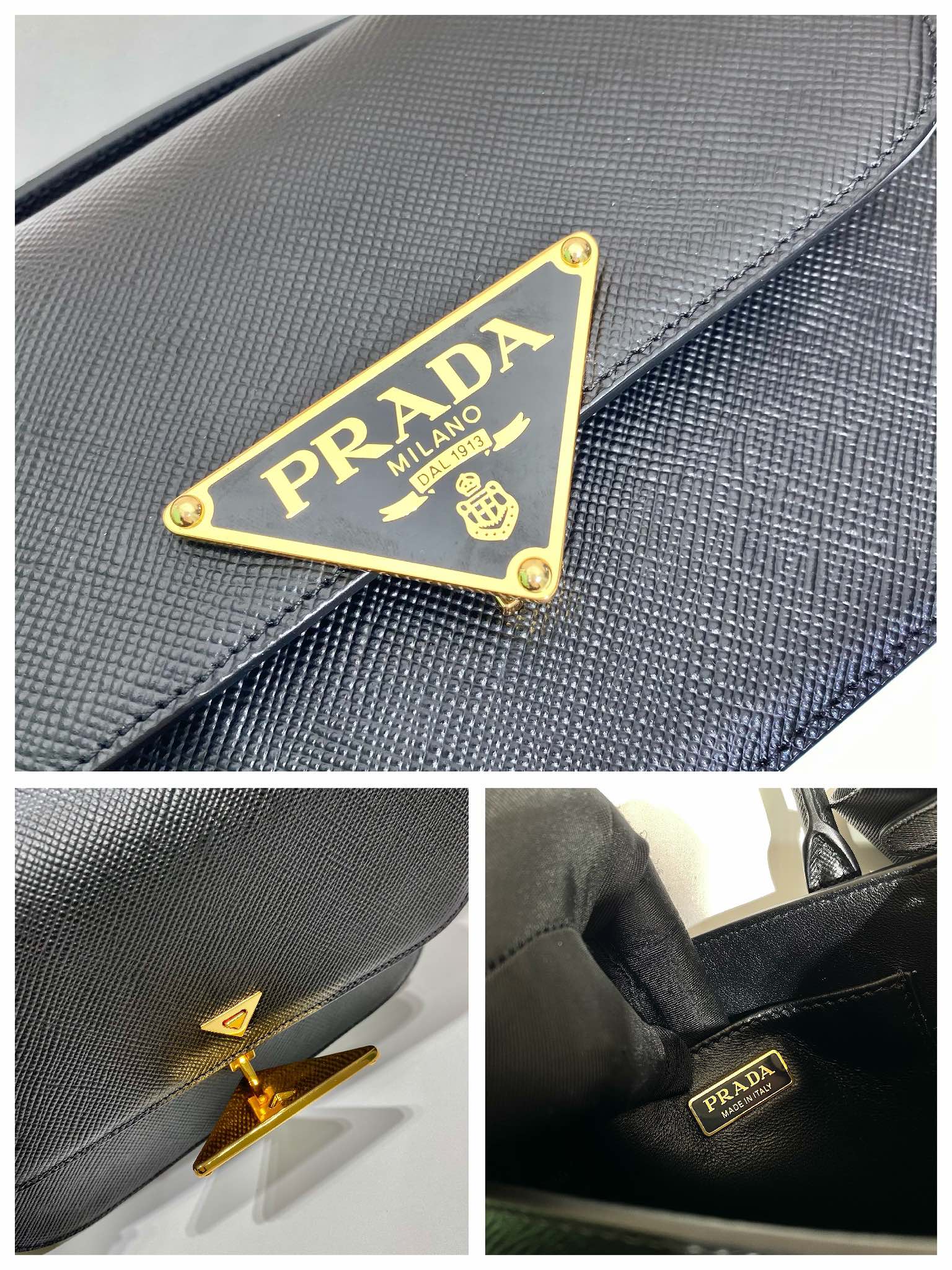 Pra*a saffiano leather shoulder bag