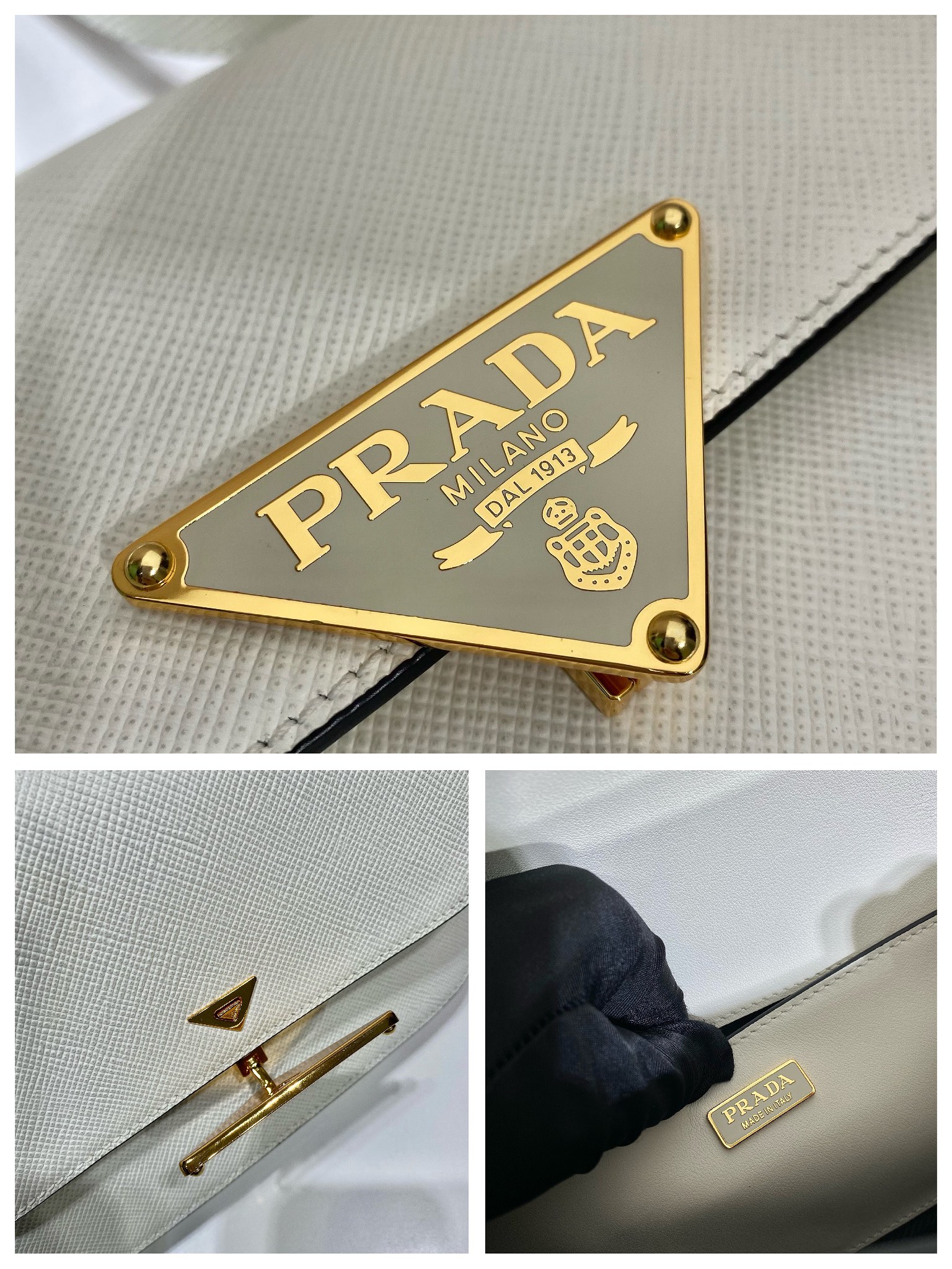 Pra*a saffiano leather shoulder bag