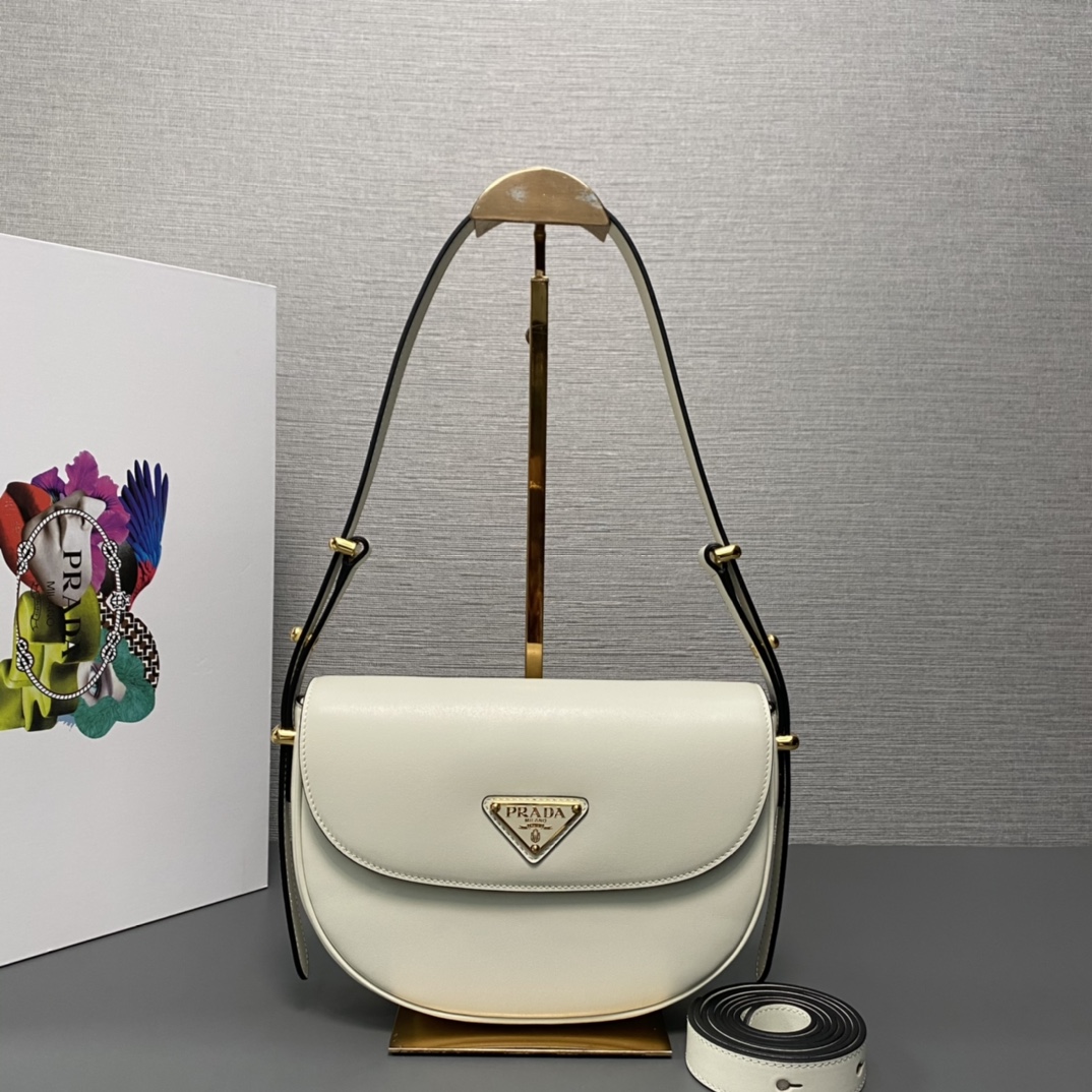 Pra*a arqué leather shoulder bag moon bag