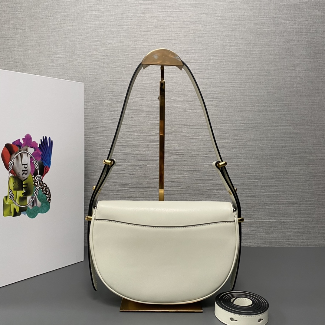Pra*a arqué leather shoulder bag moon bag