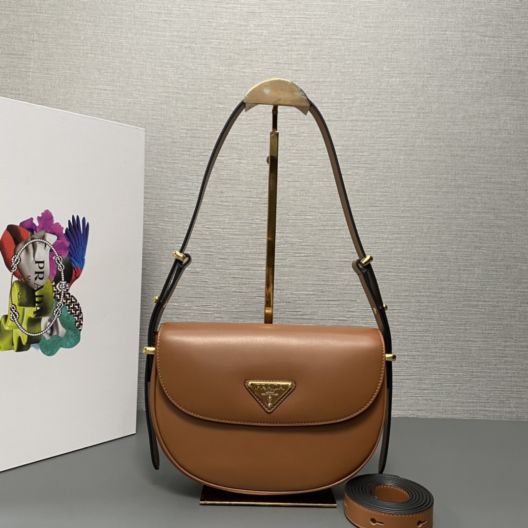 Pra*a arqué leather shoulder bag moon bag