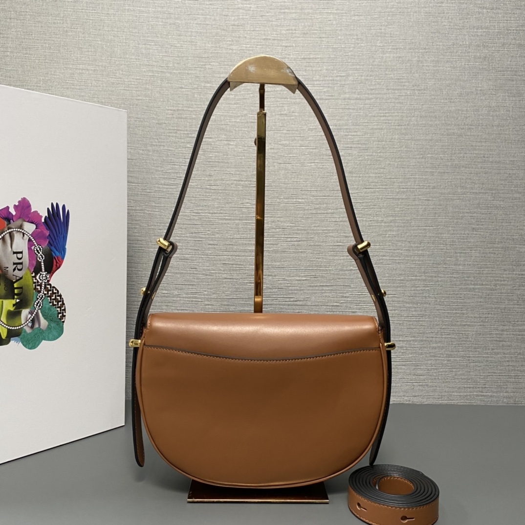 Pra*a arqué leather shoulder bag moon bag