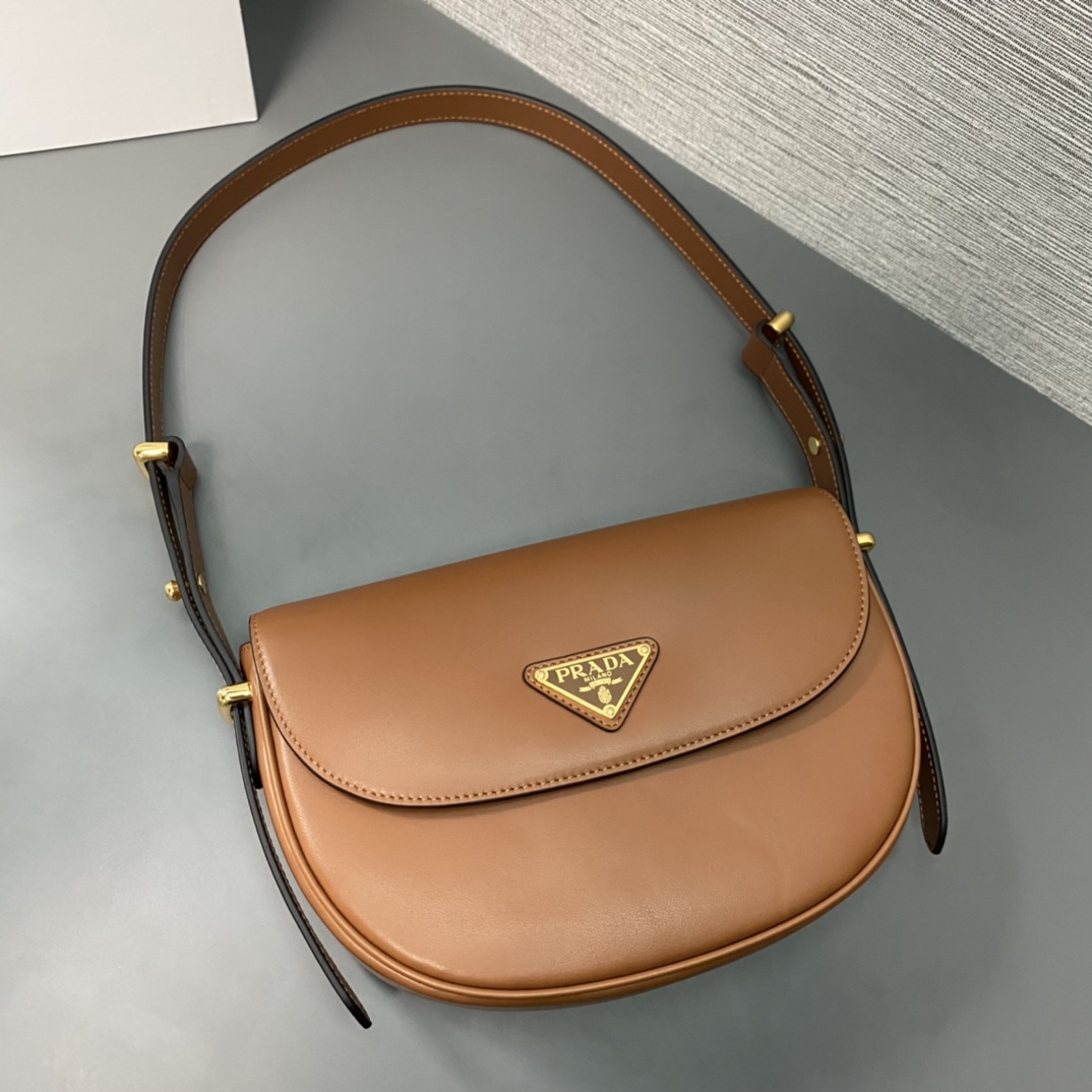 Pra*a arqué leather shoulder bag moon bag